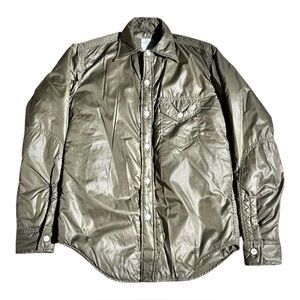 Post O’Alls Nylon Taffetta Puffer Button Shirt Olive